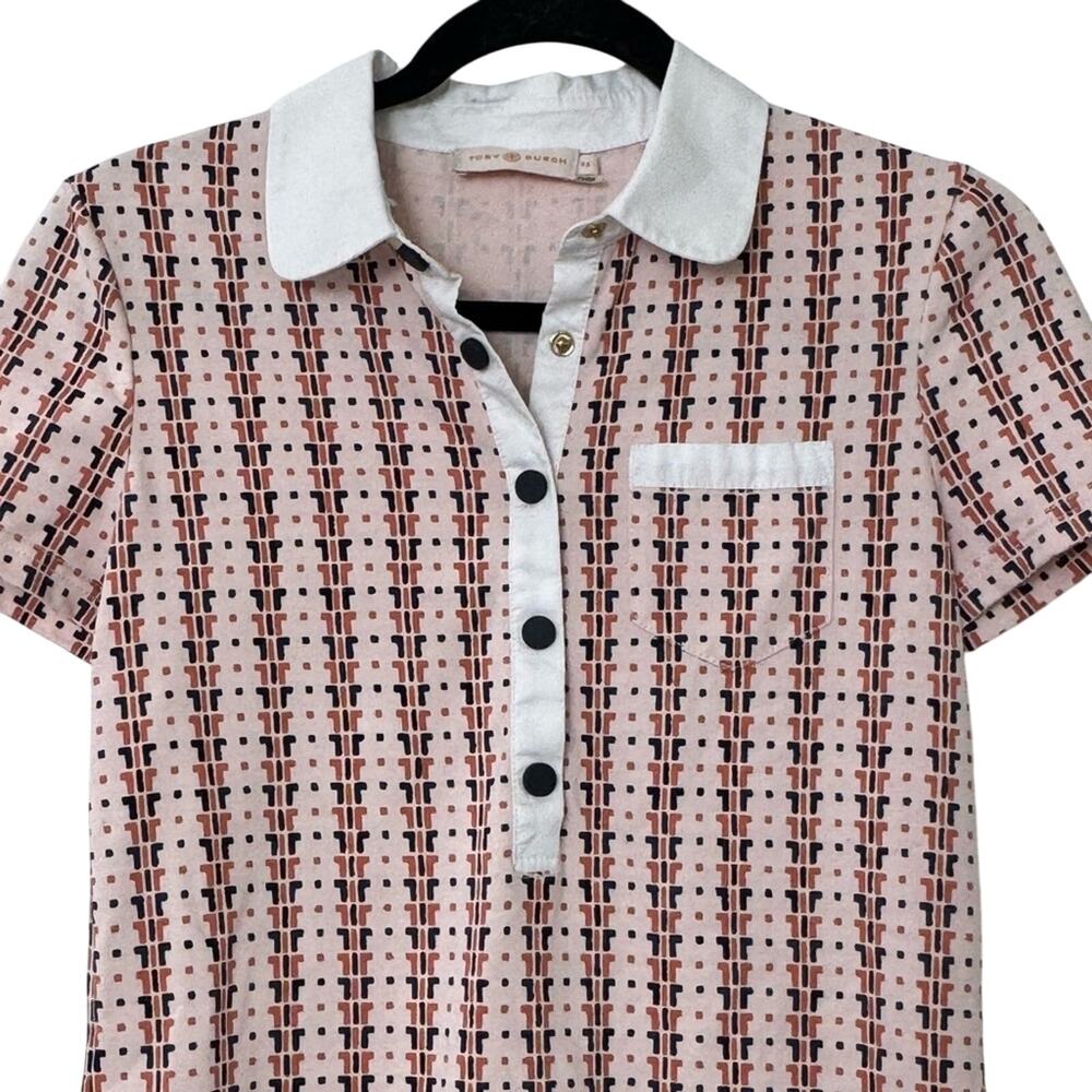 Tory Burch T Pattern Print Collared Knit Dress Sz… - image 2